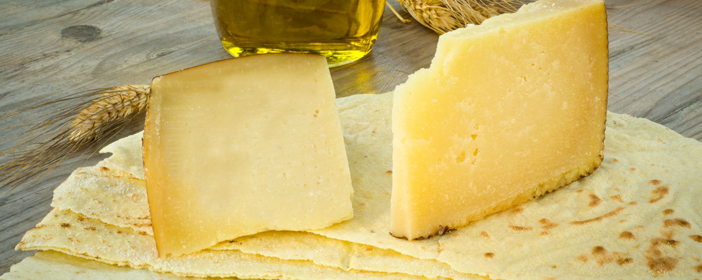 aged cheese and pane carasau, a traditional sardinian flatbread