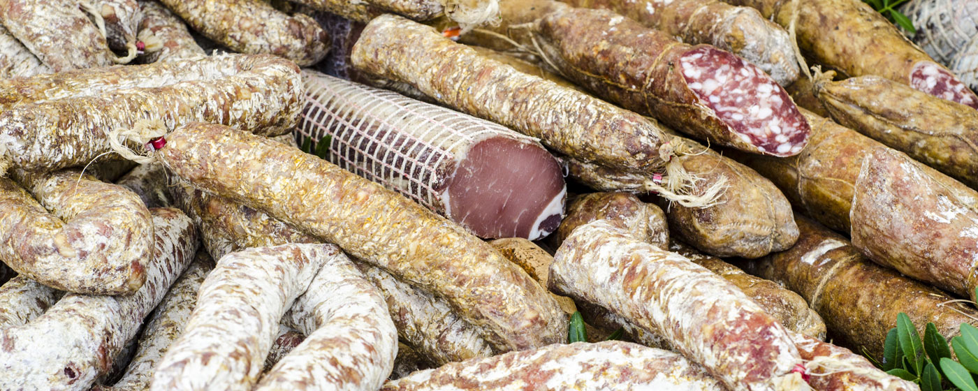 salami, sardinian cured meat sausages