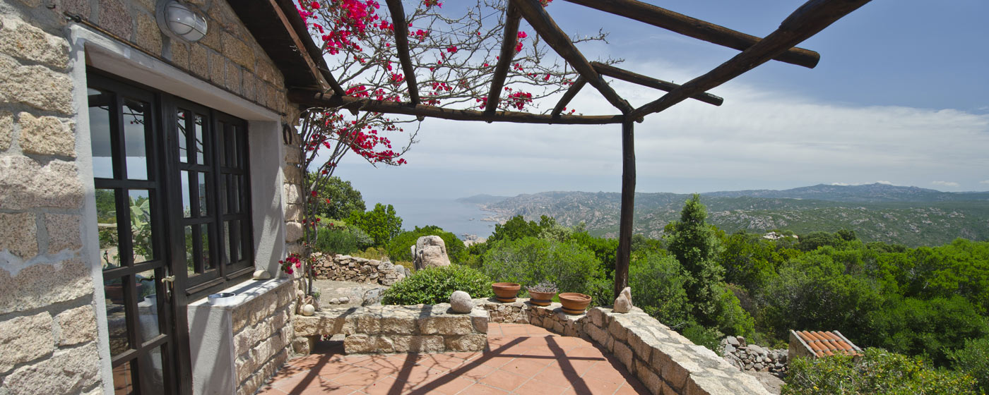 beautiful terrace of a villa at Isola Rossa, wonderful sight over the coastline