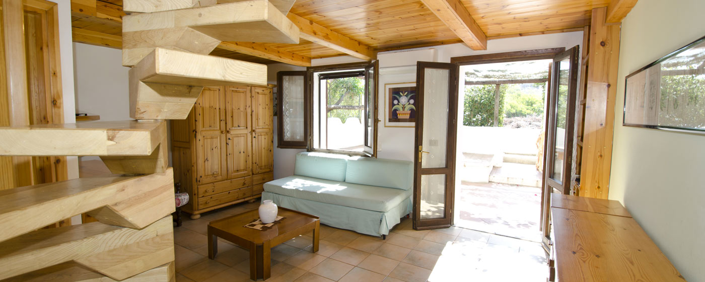 wooden interior in one of the villas